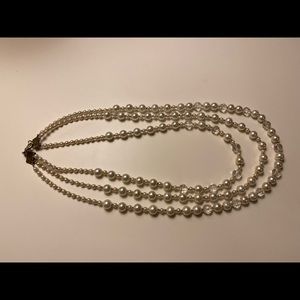 Vintage costume pearl with glass bead necklace